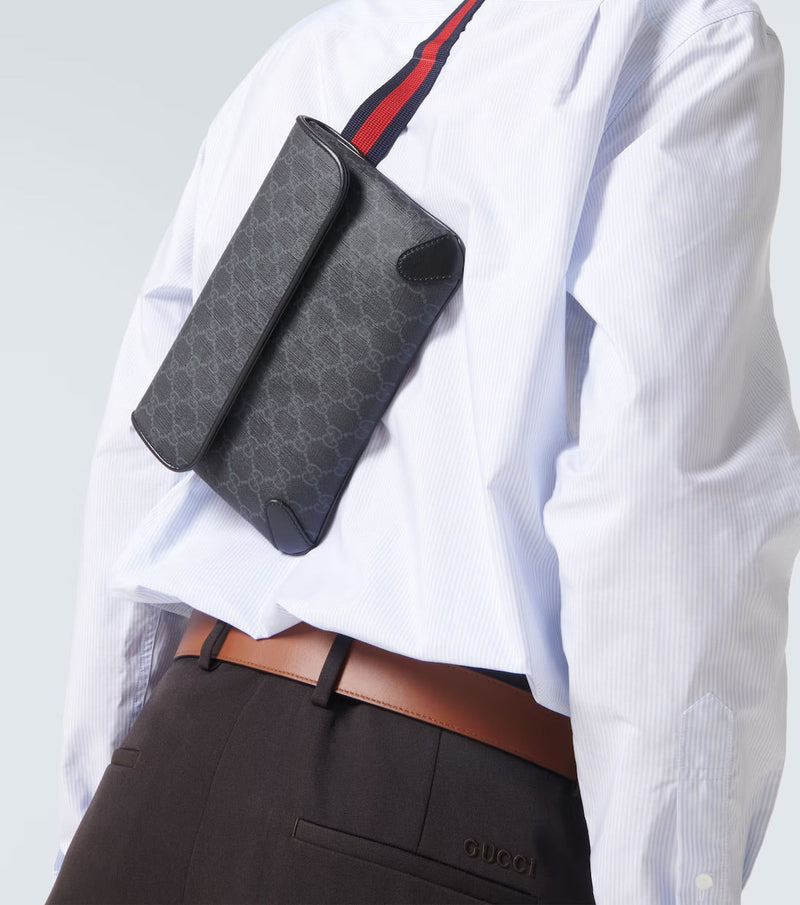Gucci - Sac ceinture Web Stripe en toile GG Noir