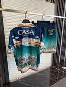 Casablanca Paris - Ensemble CHEMISE + SHORT Bleu