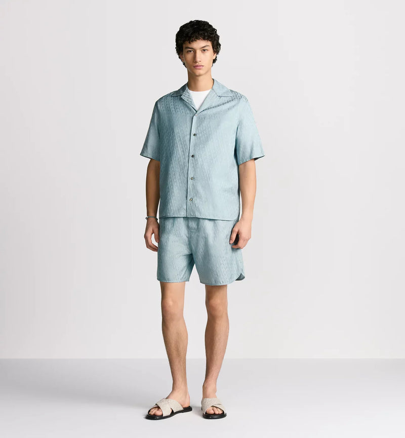 Dior - Short Dior Oblique Jacquard de soie et coton Bleu