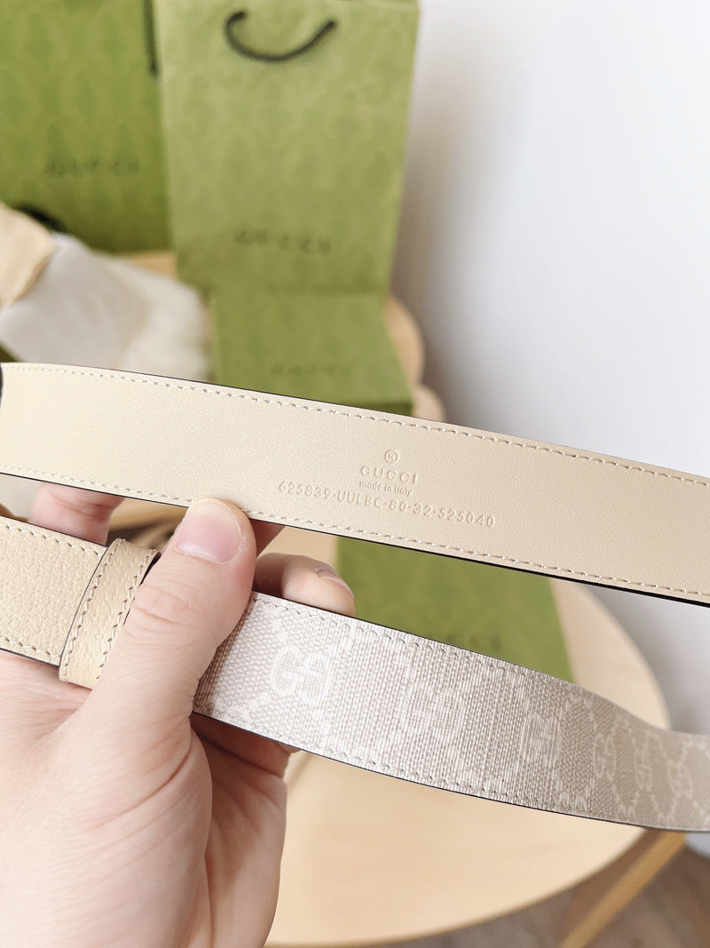 Gucci - Ceinture GG Doré Blanc F