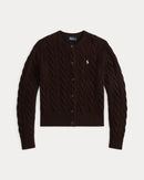 Ralph Lauren - Cardigan torsadé en laine et cachemire Mélange marron noyer