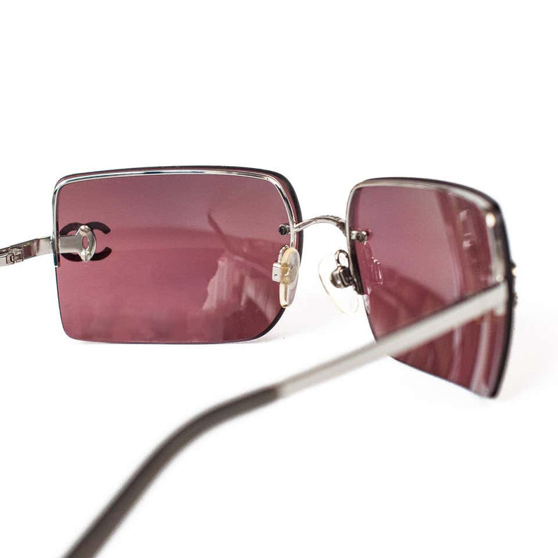 Chanel - Lunettes de soleil Crystal CC Rimless Rose & Rouge