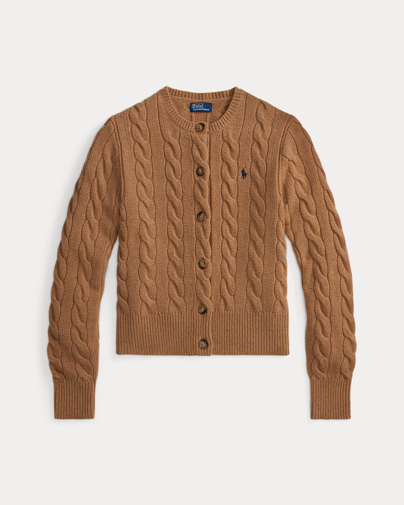 Ralph Lauren - Cardigan torsadé en laine et cachemire Mélange camel Collection