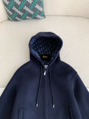 Dior - Veste zip à capuche en laine monogramme Jacquard Bleu Marine F