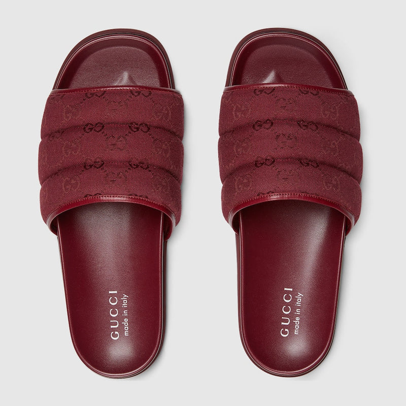 Gucci - Mules en Toile GG Matelassée Rouge Gucci Rossa Ancora