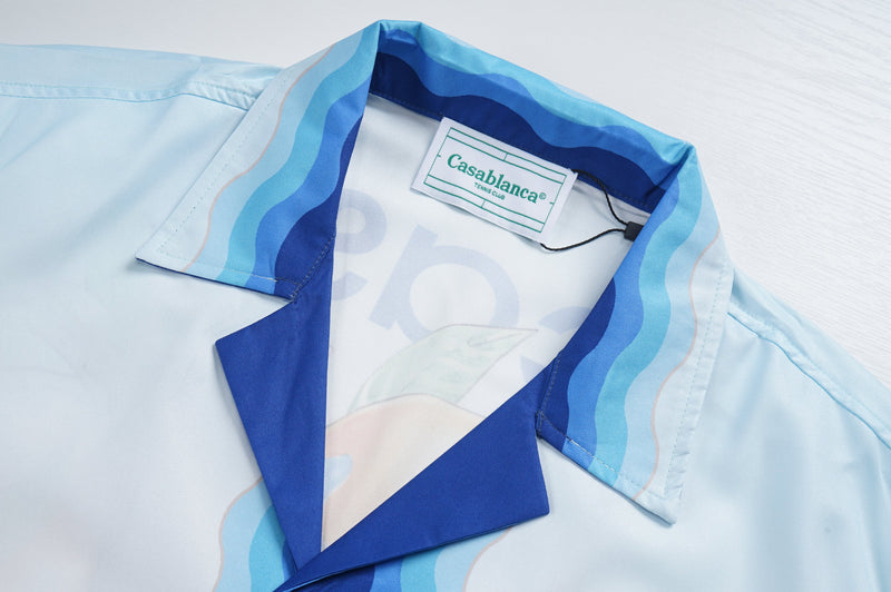 Ensemble Casablanca Blanc / Bleu Motifs Ondulés