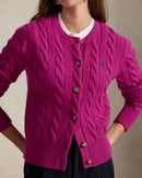 Ralph Lauren - Cardigan torsadé en laine et cachemire Bleu nuit hivernal