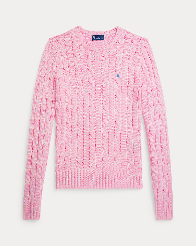 Ralph Lauren - Pull torsadé à col rond en coton Carmel Pink