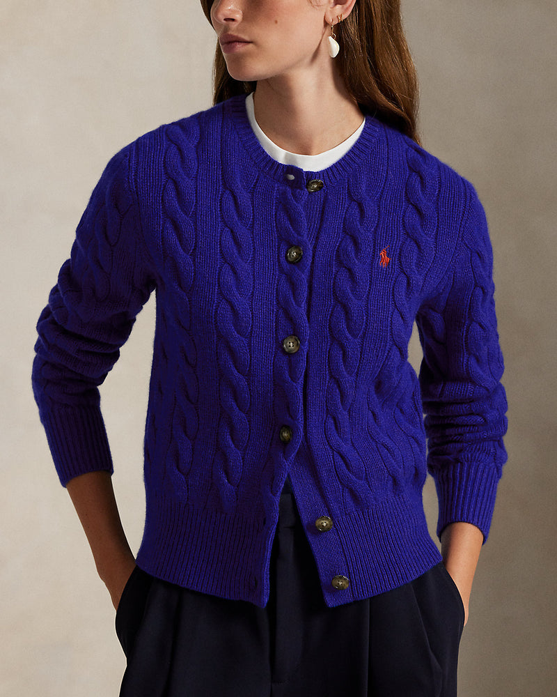 Ralph Lauren - Cardigan torsadé en laine et cachemire Royal Actif