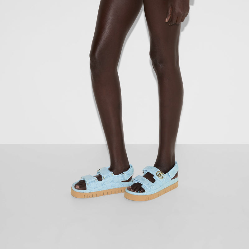 Gucci - Sandales avec Double G Bleu Clair
