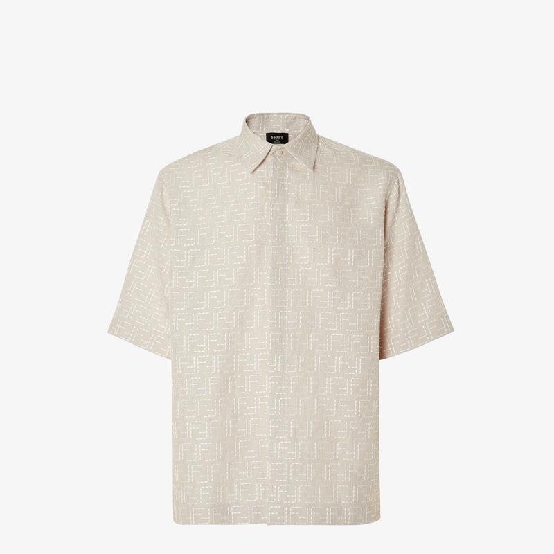 Fendi - Chemise en jacquard FF de lin Blanc