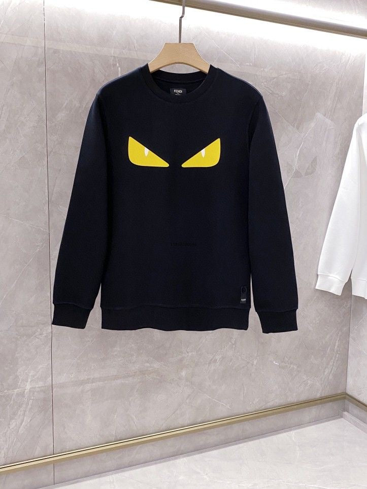Fendi - Pull en coton Œil de chat Noir et Jaune