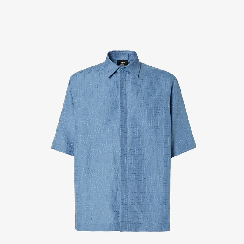 Fendi - Chemise en jacquard FF de lin Bleu Clair