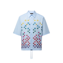 Louis Vuitton - Chemise manches courtes brodée fleur de Monogram Bleu Ciel