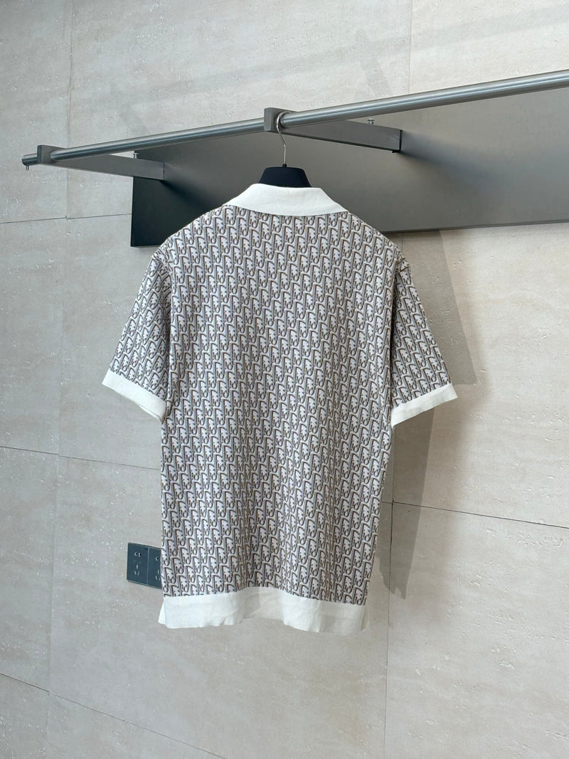 Dior - Polo Dior Motif Iconic Beige/Blanc