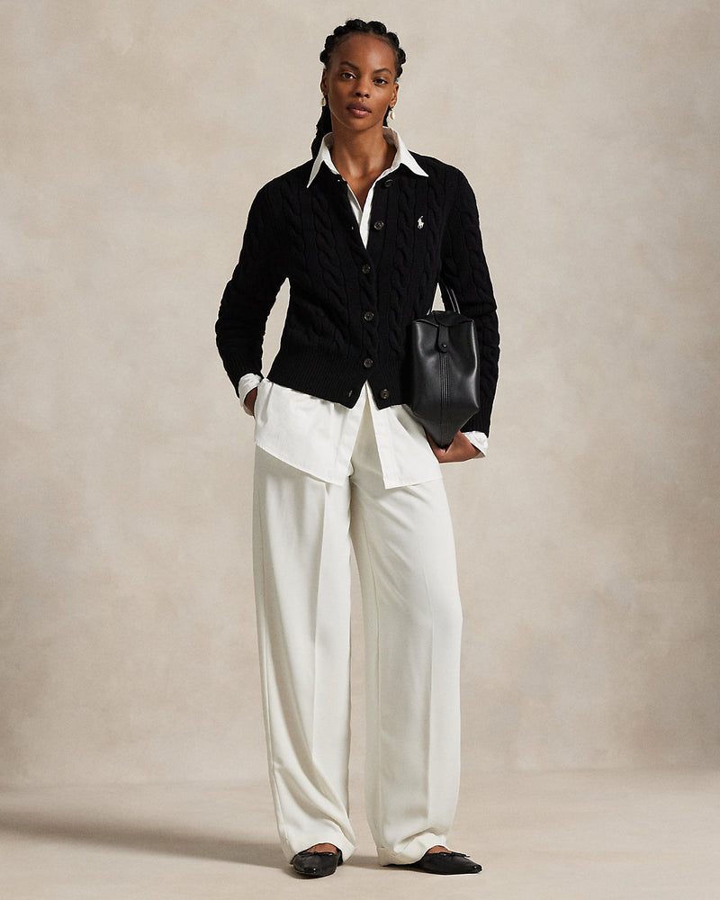 Ralph Lauren - Cardigan torsadé en laine et cachemire Polo Black