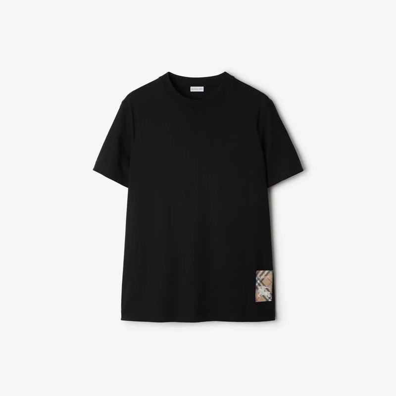 Burberry - T-shirt en coton avec étiquette Noir