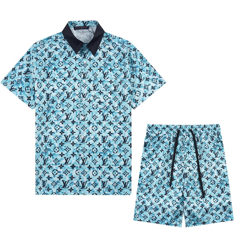 Louis Vuitton - Ensemble Chemise + Short Monogramme LV Bleu Turquoise