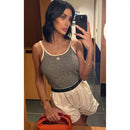 Chanel - Top à bretelles en coton rayure Blanc/Noir