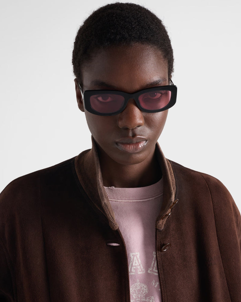 Prada - Lunettes De Soleil avec logo triangulaire Verres Fraise