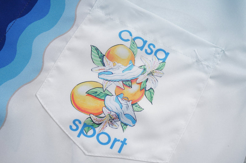 Ensemble Casablanca Blanc / Bleu Motifs Ondulés