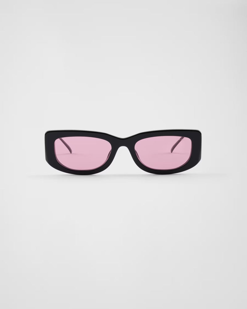 Prada - Lunettes De Soleil avec logo triangulaire Verres Fraise