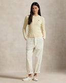 Ralph Lauren - Pull torsadé à col rond en coton Cream
