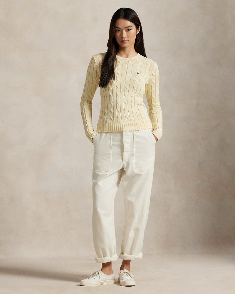 Ralph Lauren - Pull torsadé à col rond en coton Cream