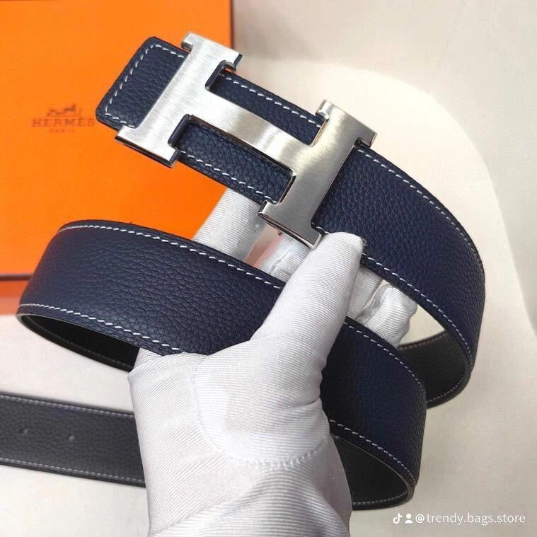 Hermès - Ceinture Réversible Bleu Marine / Noir
