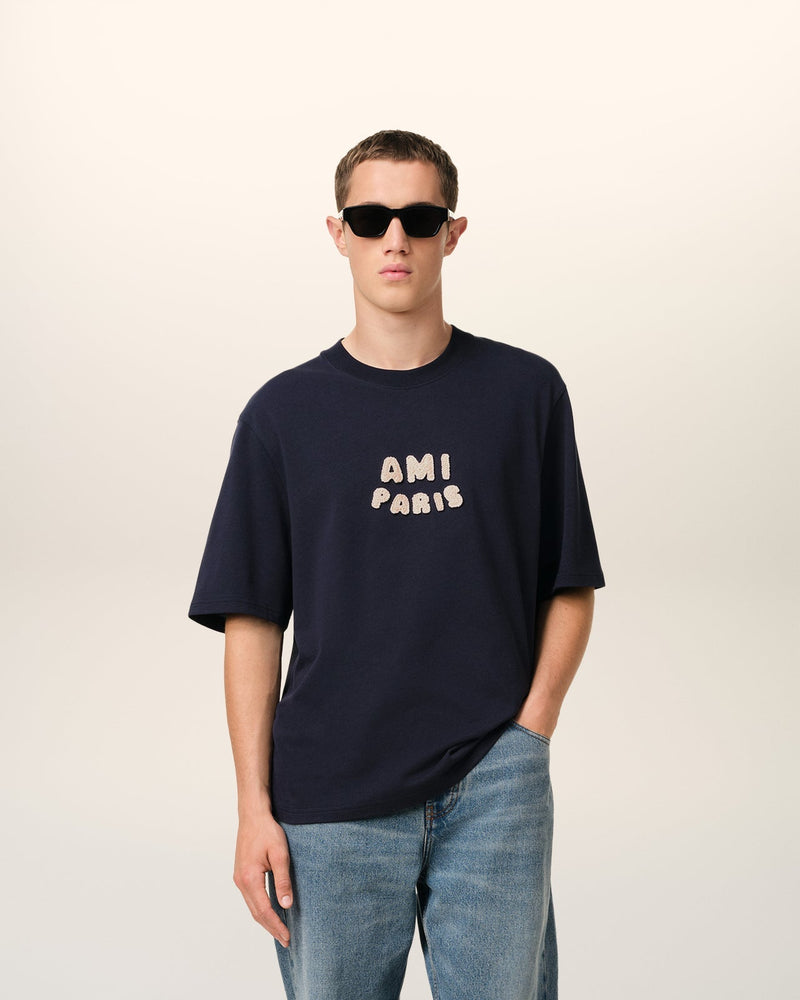 Ami - T-shirt Patch Ami De Cœur en jersey de coton Bleu Marine