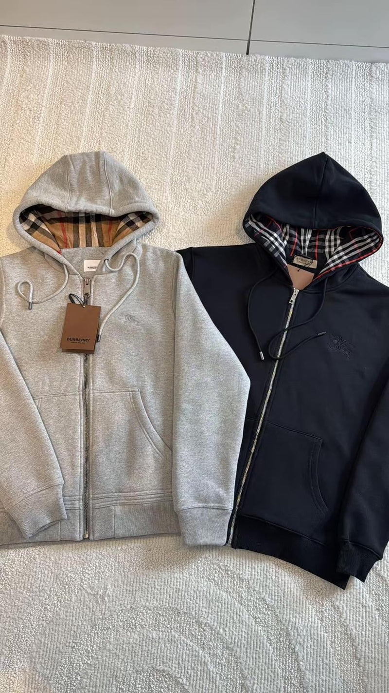 Burberry - Gilet zip à capuche Gris/Noir