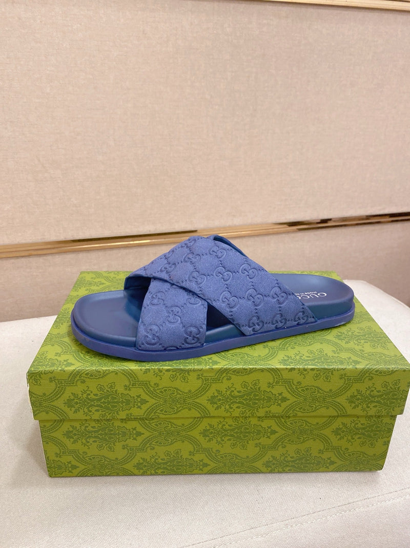 Gucci - Mules en Daim GG Bleu II