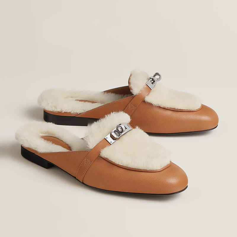 Hermès - Mules Oz Naturel / Écru