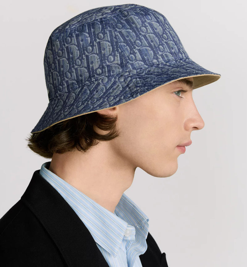 Dior - Bob réversible Dior Oblique Beige / Bleu Clair