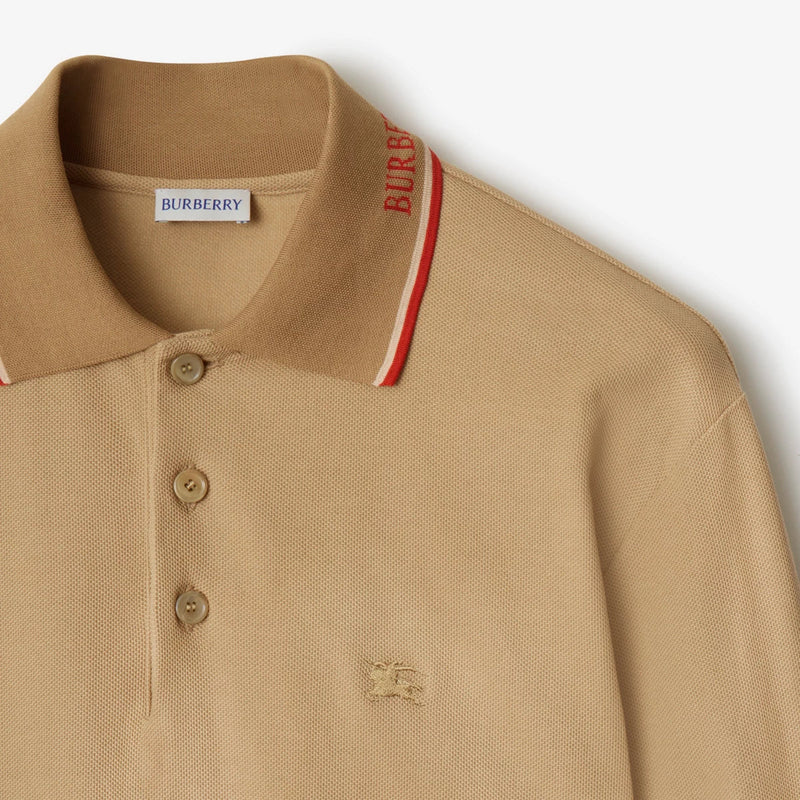 Burberry - Polo en coton avec col à logo Flax