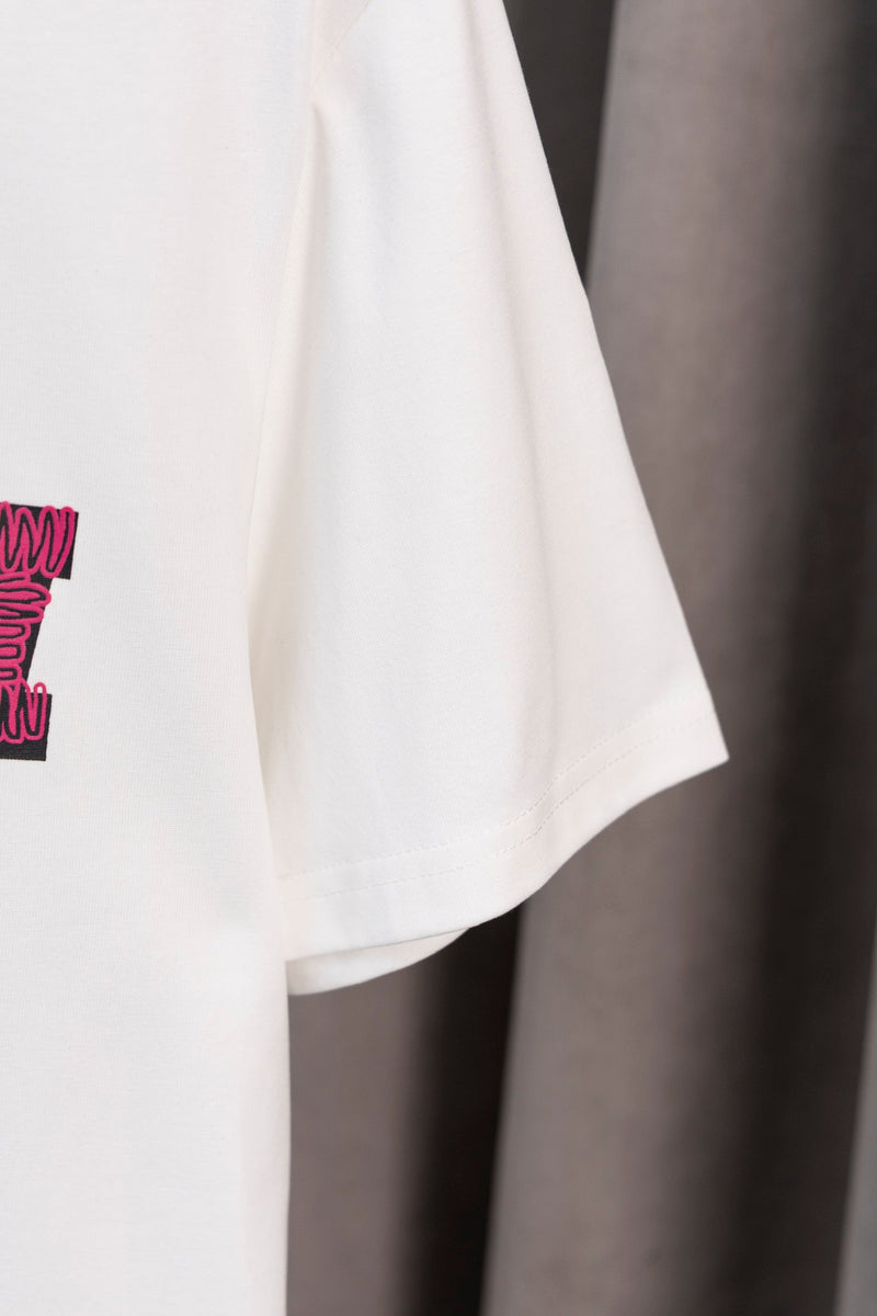 OFF-WHITE - T-shirt avec logo OW Blanc et Rose