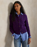 Ralph Lauren - Cardigan torsadé en laine et cachemire Violet aubergine royal