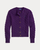 Ralph Lauren - Cardigan torsadé en laine et cachemire Violet aubergine royal