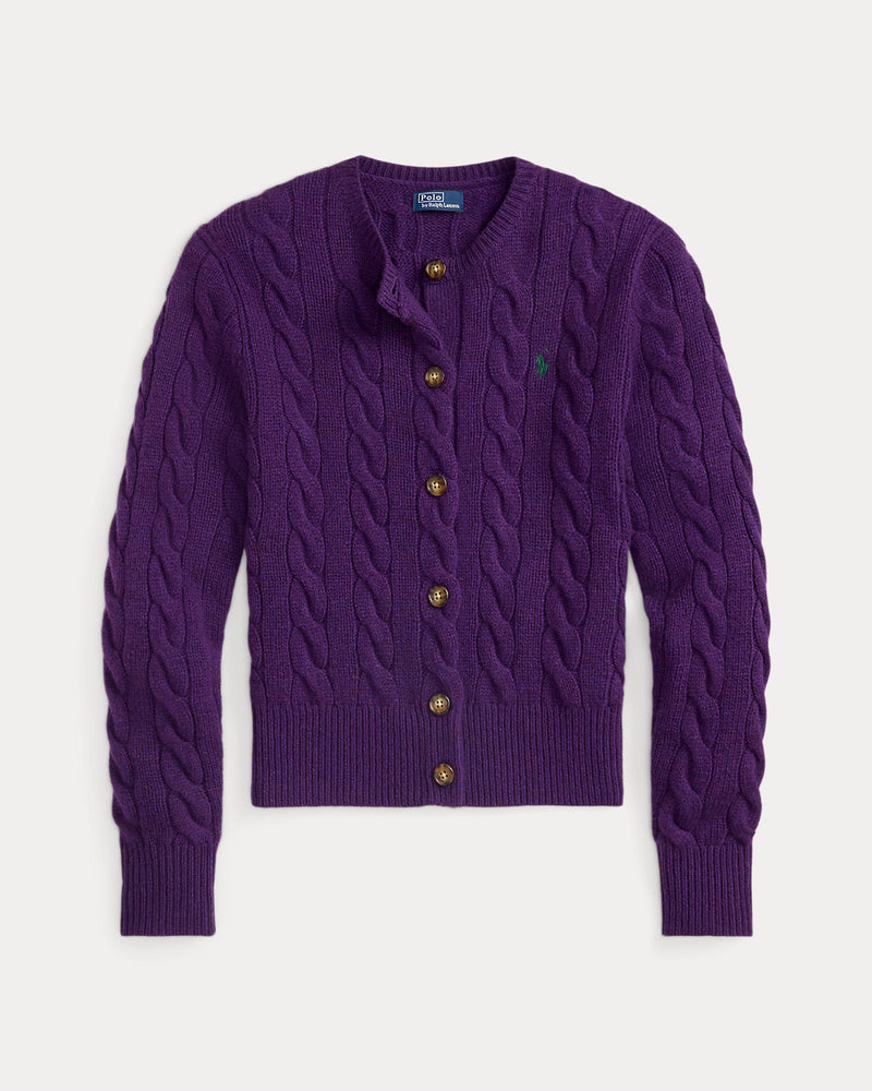 Ralph Lauren - Cardigan torsadé en laine et cachemire Violet aubergine royal