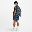 Louis Vuitton - Chemise manches courtes brodée en coton Bleu Océan