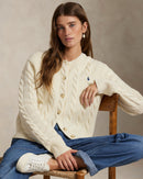 Ralph Lauren - Cardigan torsadé en laine et cachemire Crème authentique