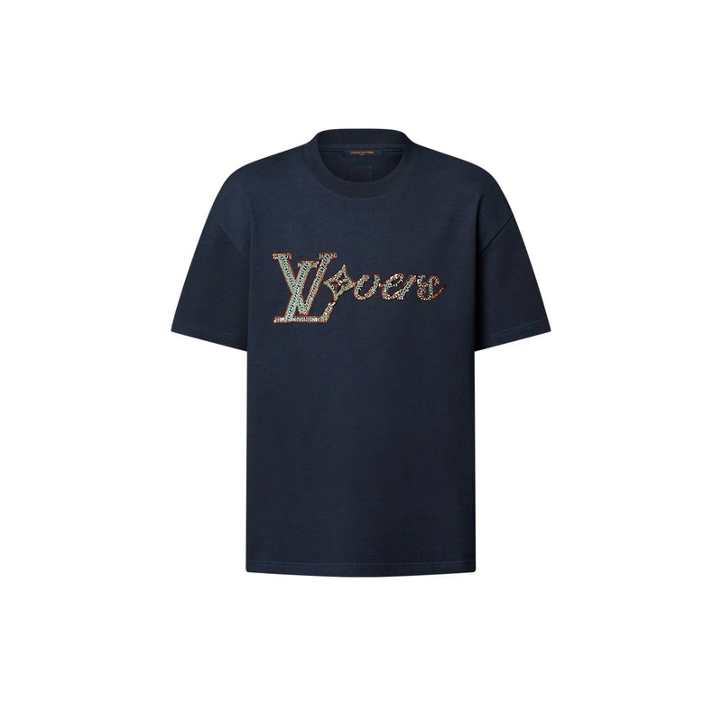 Louis Vuitton - Tee-shirt manches courtes ornementé LV Vers Dark Blue