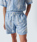 Amiri - Short Bandana en coton et lin Bleu