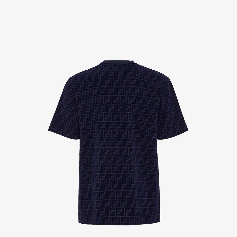 Fendi - T-shirt en piqué FF Bleu