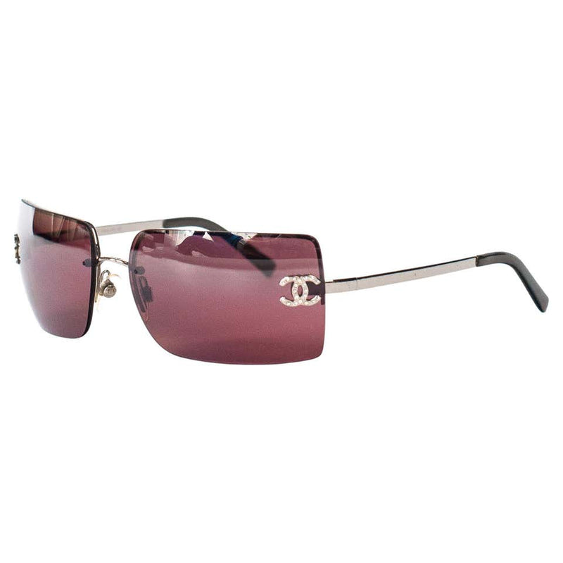 Chanel - Lunettes de soleil Crystal CC Rimless Rose & Rouge