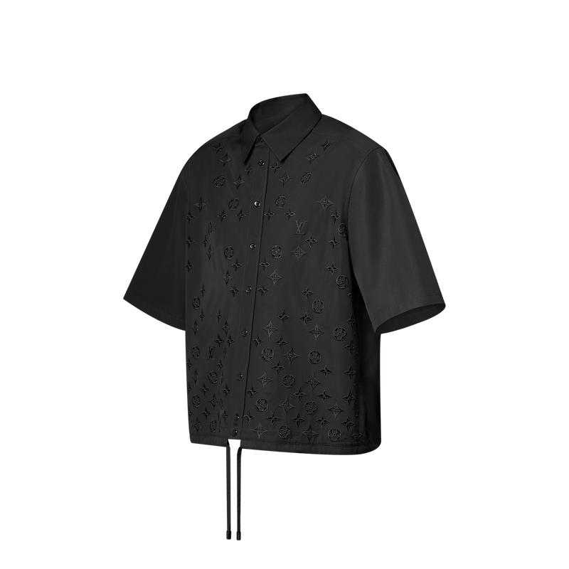 Louis Vuitton - Chemise à manches courtes brodée de fleurs monogrammes Noir
