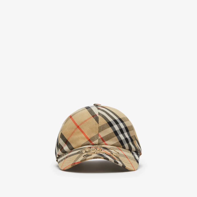 Burberry - Casquette de baseball en coton mélangé Check EKD Sable