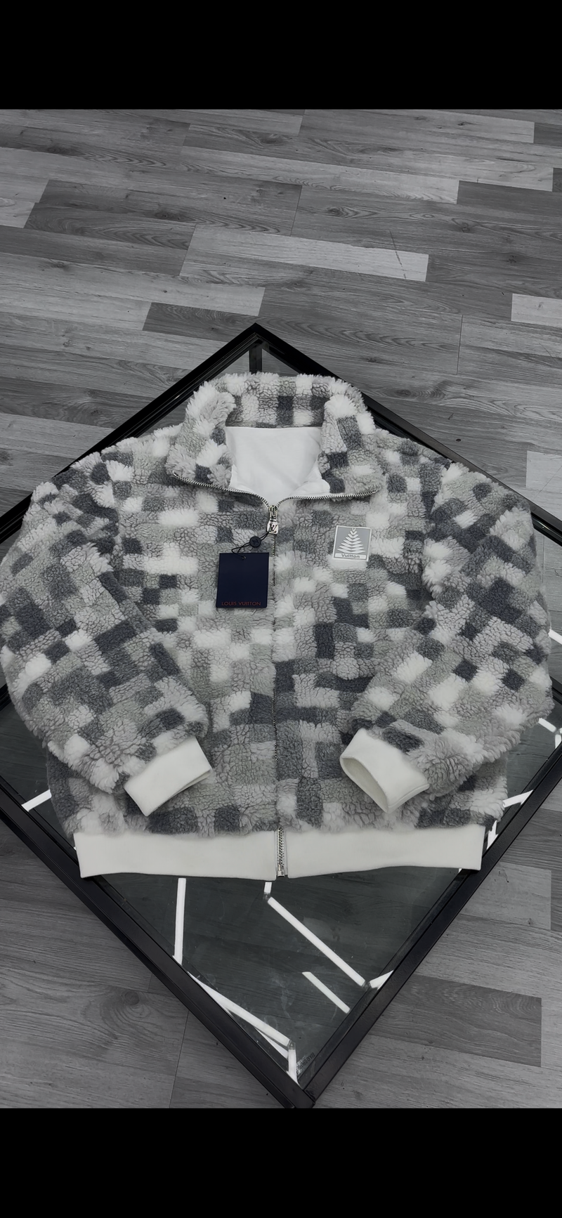 Louis Vuitton - Veste en polaire à carreaux monogramme LV Gris/Blanc