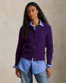 Ralph Lauren - Cardigan torsadé en laine et cachemire Violet aubergine royal