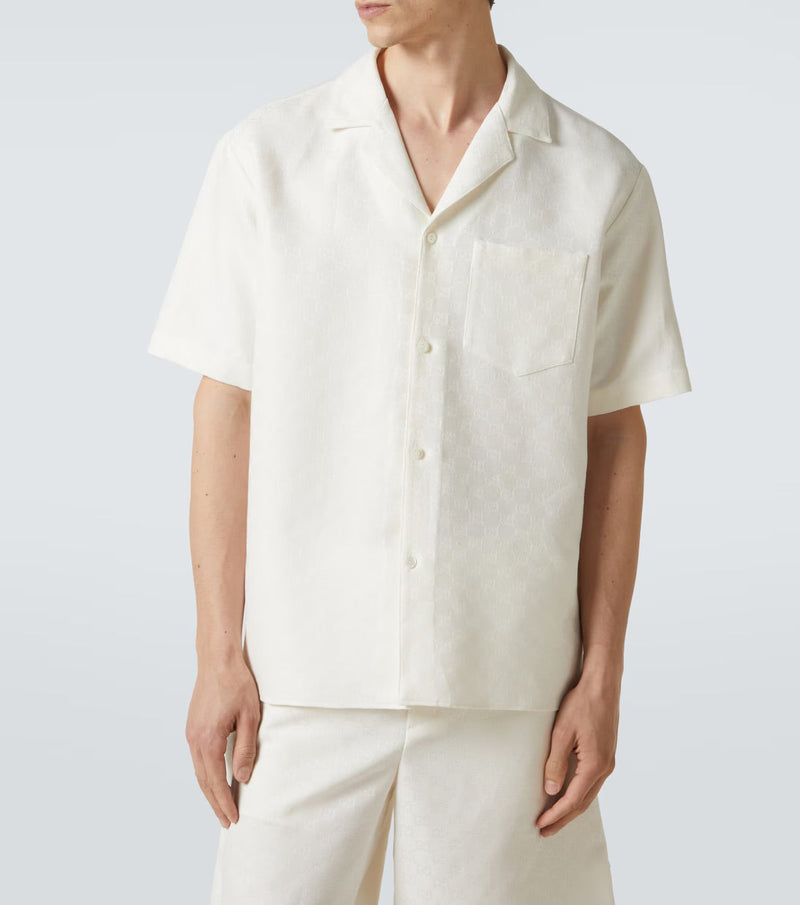 GUCCI - ENSEMBLE GG SHORT + CHEMISE en lin melangé Blanc